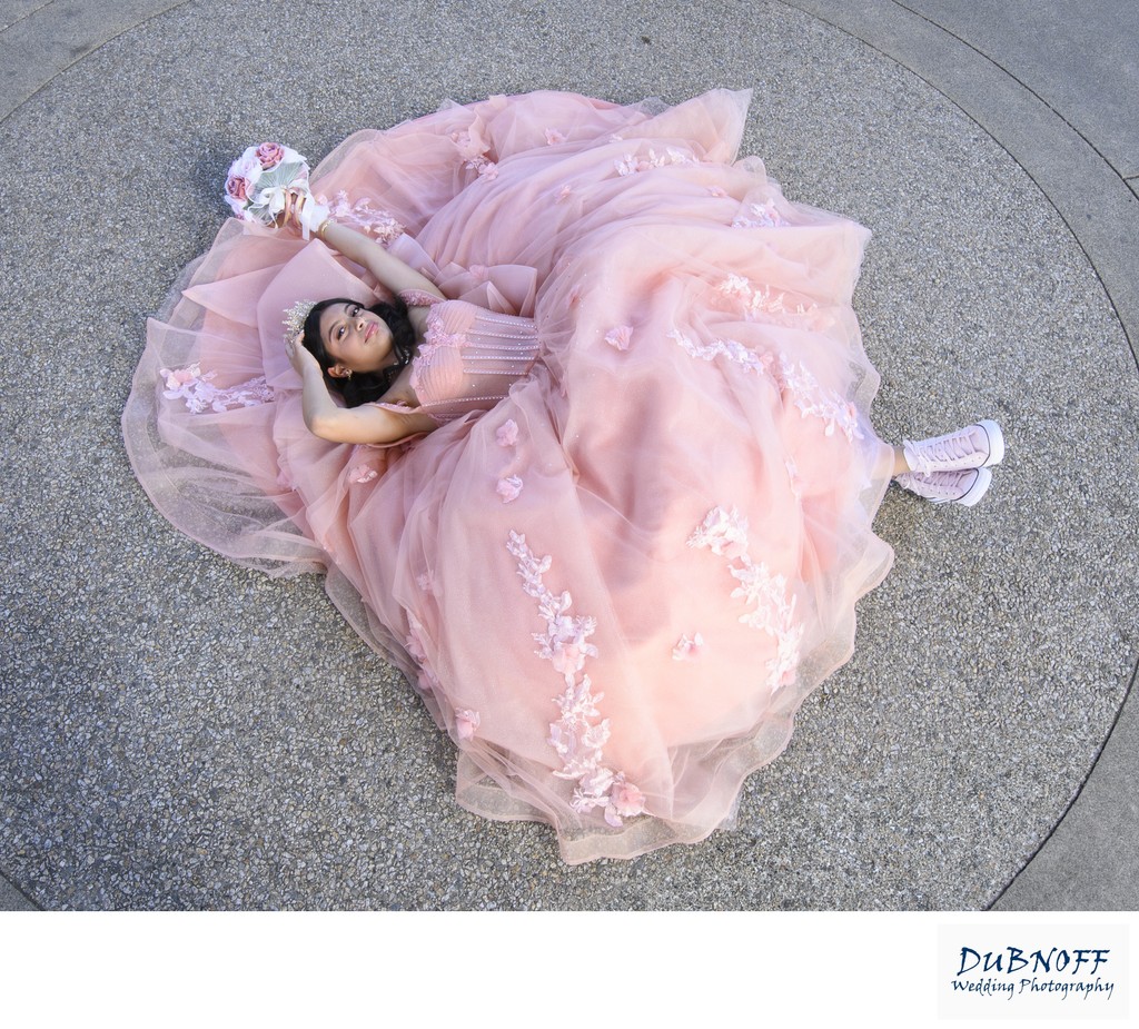 Quinceanera girl at the Palace of Fine Arts in San Francisco