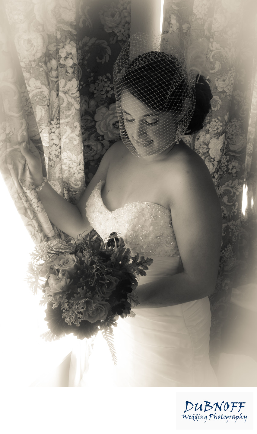 Black and White Image of Bride  at the Berkeley City Club