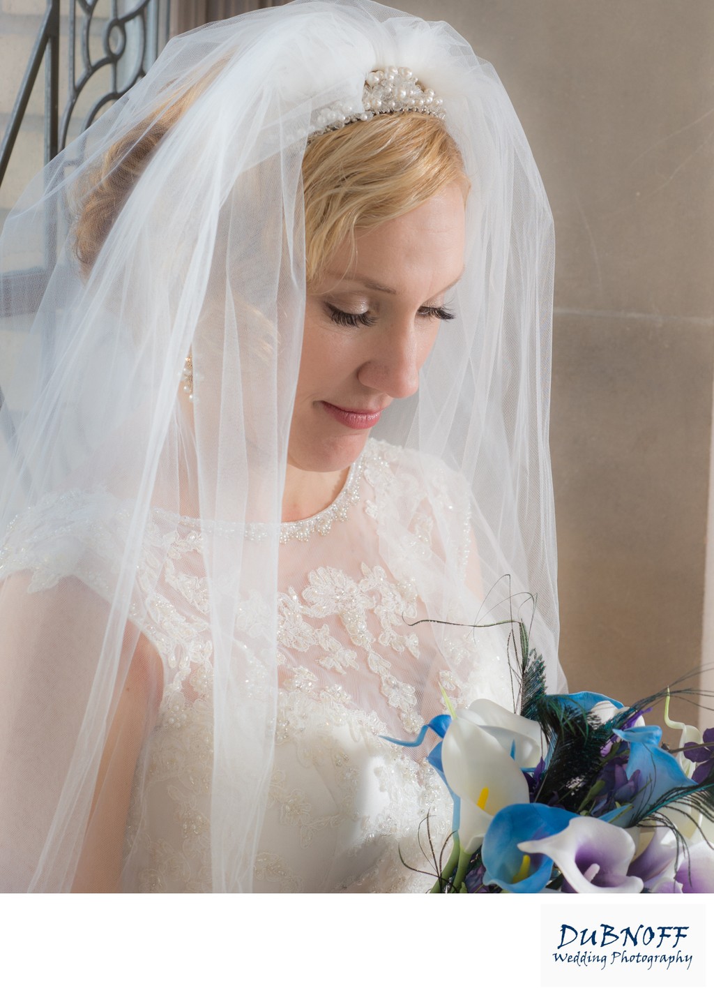 Veil framing brides face for wedding photography