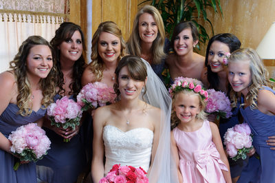 bridemaids at blackhawk surrounding beautiful bride