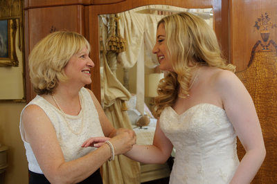 mom and bride having a moment before Benicia wedding