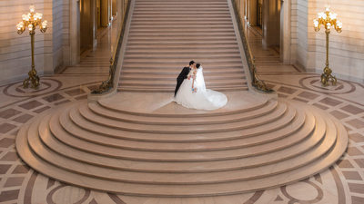 San Francisco City Hall Grand Staircase Wedding Image