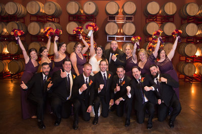 Fun Wedding Party Photography in a Livermore Valley Wine Cellar