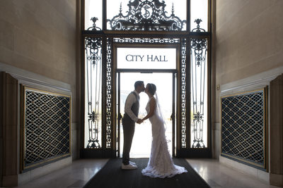 San Francisco City Hall Wedding Photographers - Sign Entrance