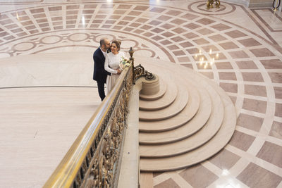 San Francisco City Hall Wedding Photographers - Gold Railing