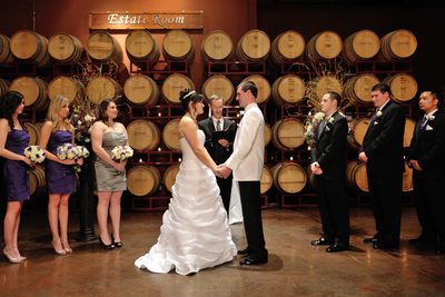 Palm Event Center Wedding Photography in the Barrel Room