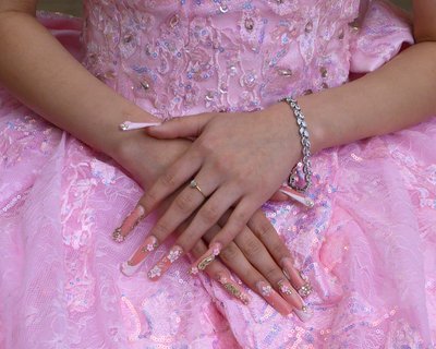 Beautiful hands and nail polish Quinceanera photoshoot