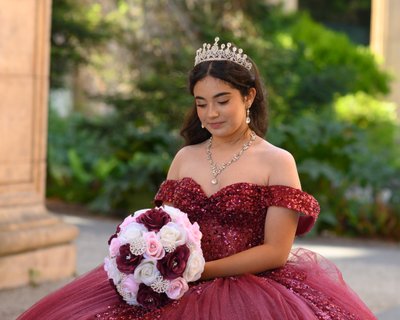 Quinceanera headshot at the Palace of Fine Arts in SF