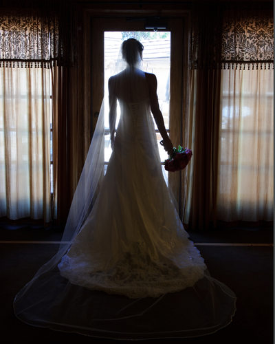 blackhawk silhouette window image during bridal prep