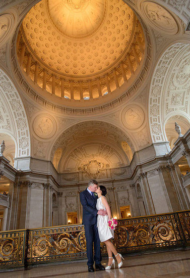 second floor bride and groom at San Francisco city hall