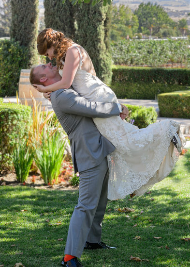 Groom Lifting Bride at Garre Vineyards in Livermore