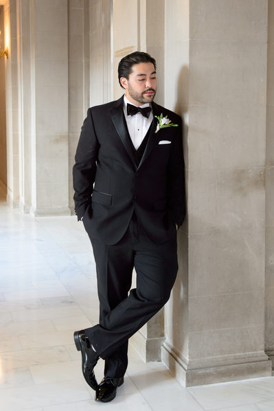 Handsome Casual Groom Posing at San Francisco City Hall