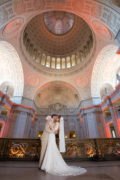 San Francisco City Hall Wedding Photographers - Fish Eye Balcony