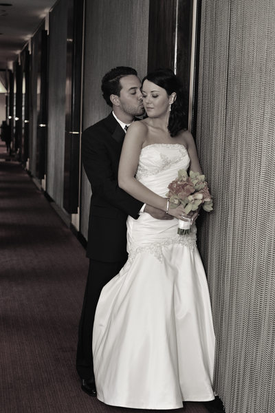 hallway wedding photography