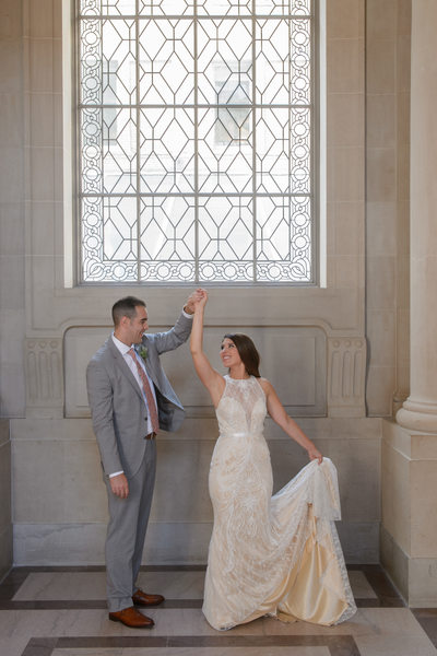 San Francisco City Hall Wedding Photographers - Bride Spin