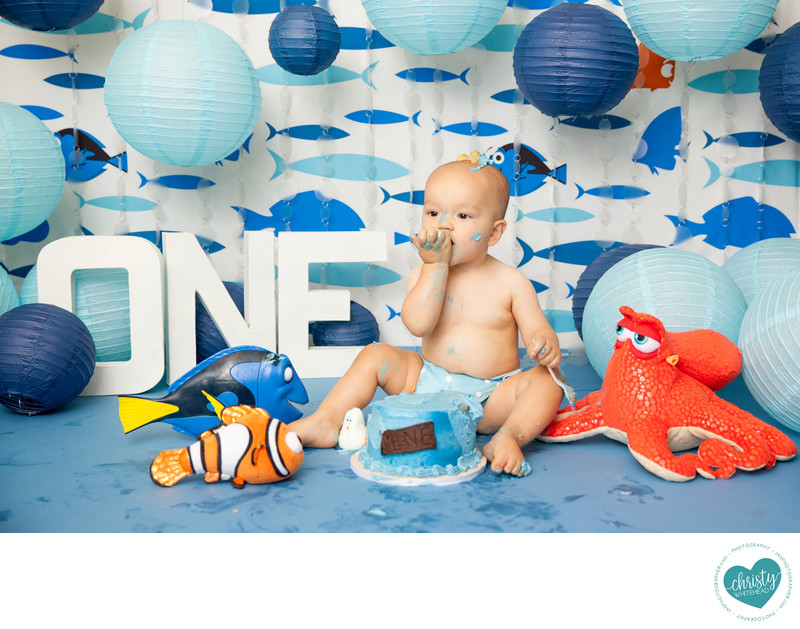 Baby Boy With Nemo And Dory Cake Smash JAX Florida 