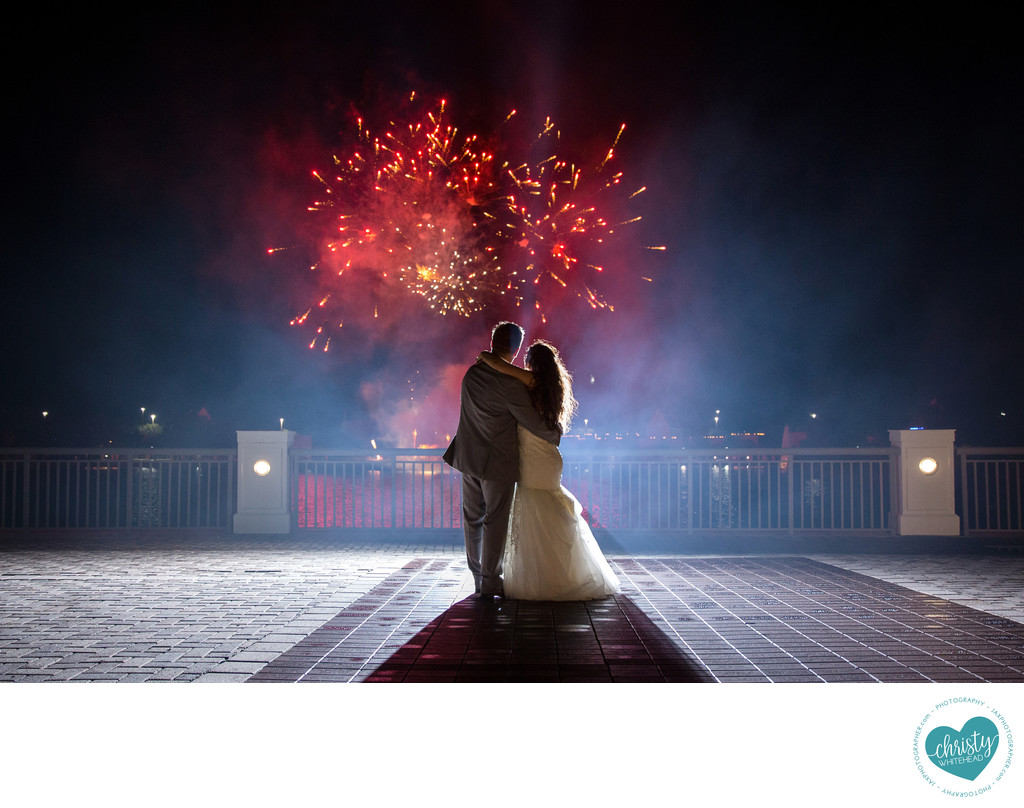 Fireworks over WGHOF at a wedding