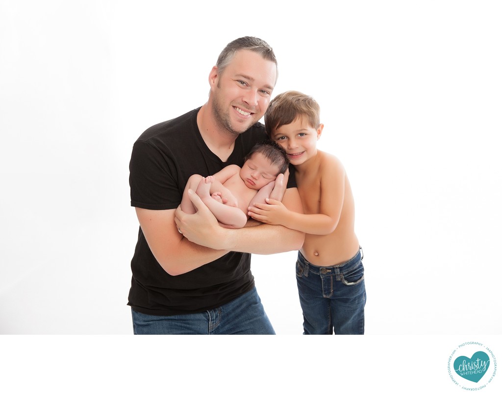 Dad and his two sons, newborn photography