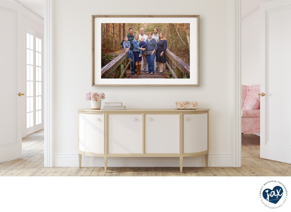 Family portrait on location, hanging on wall, North Florida