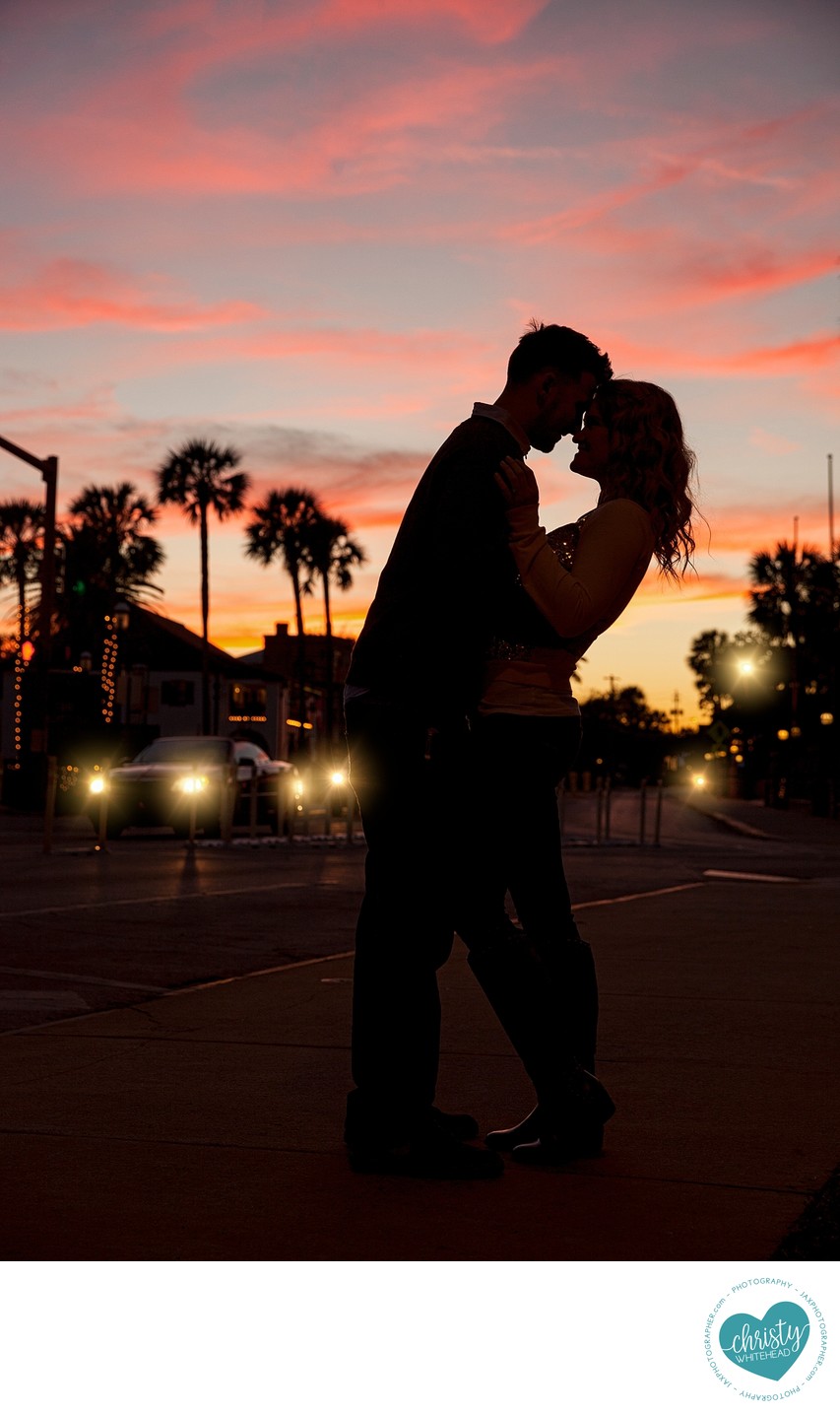 Couple Kissing Infront Of The Sunset Duval County 