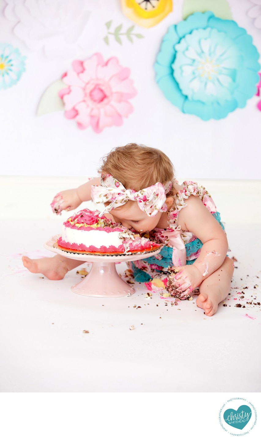 Baby Girl First Birthday Cake Smash JAX Photography 