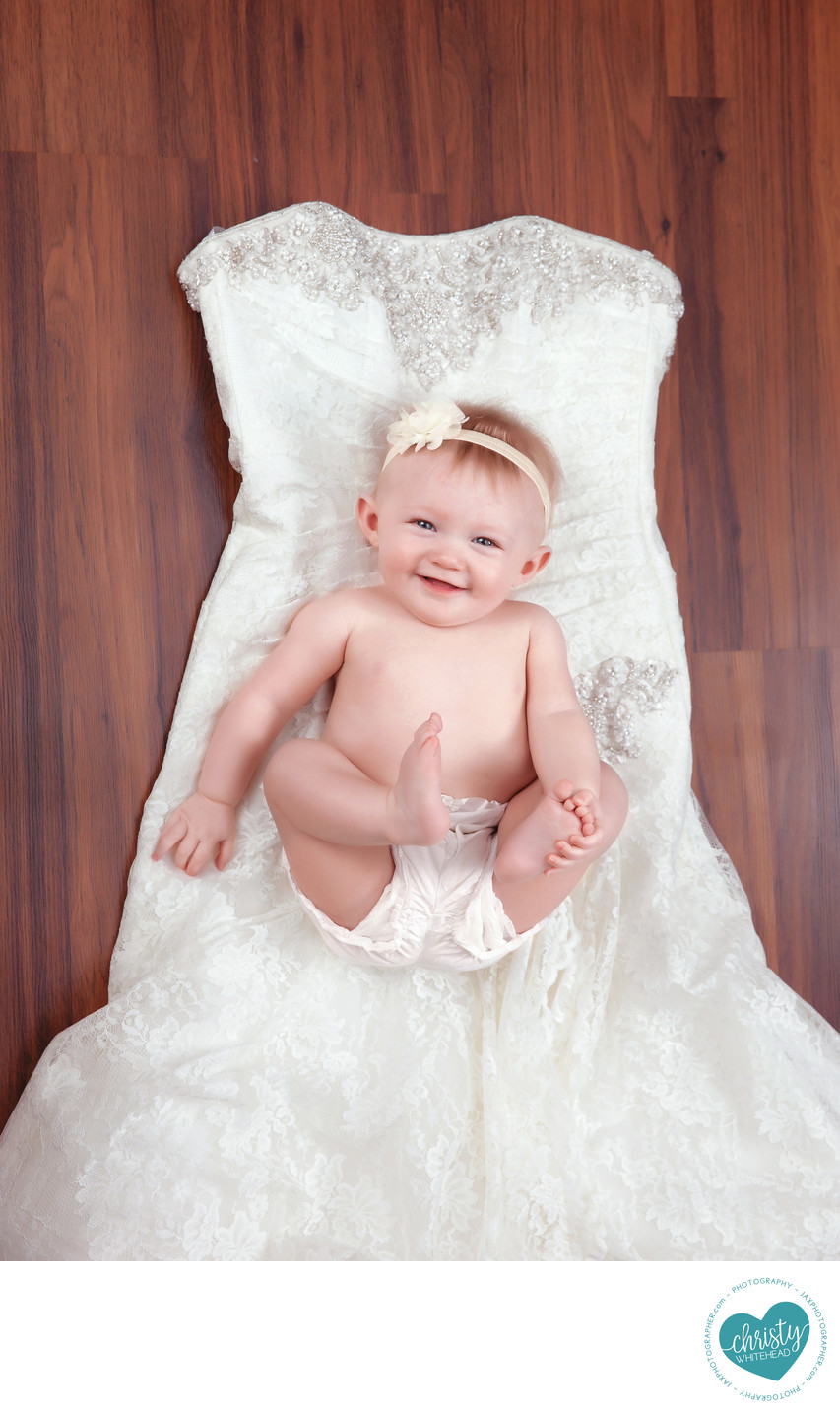 Newborn In White Outfit JAX Florida Photography 
