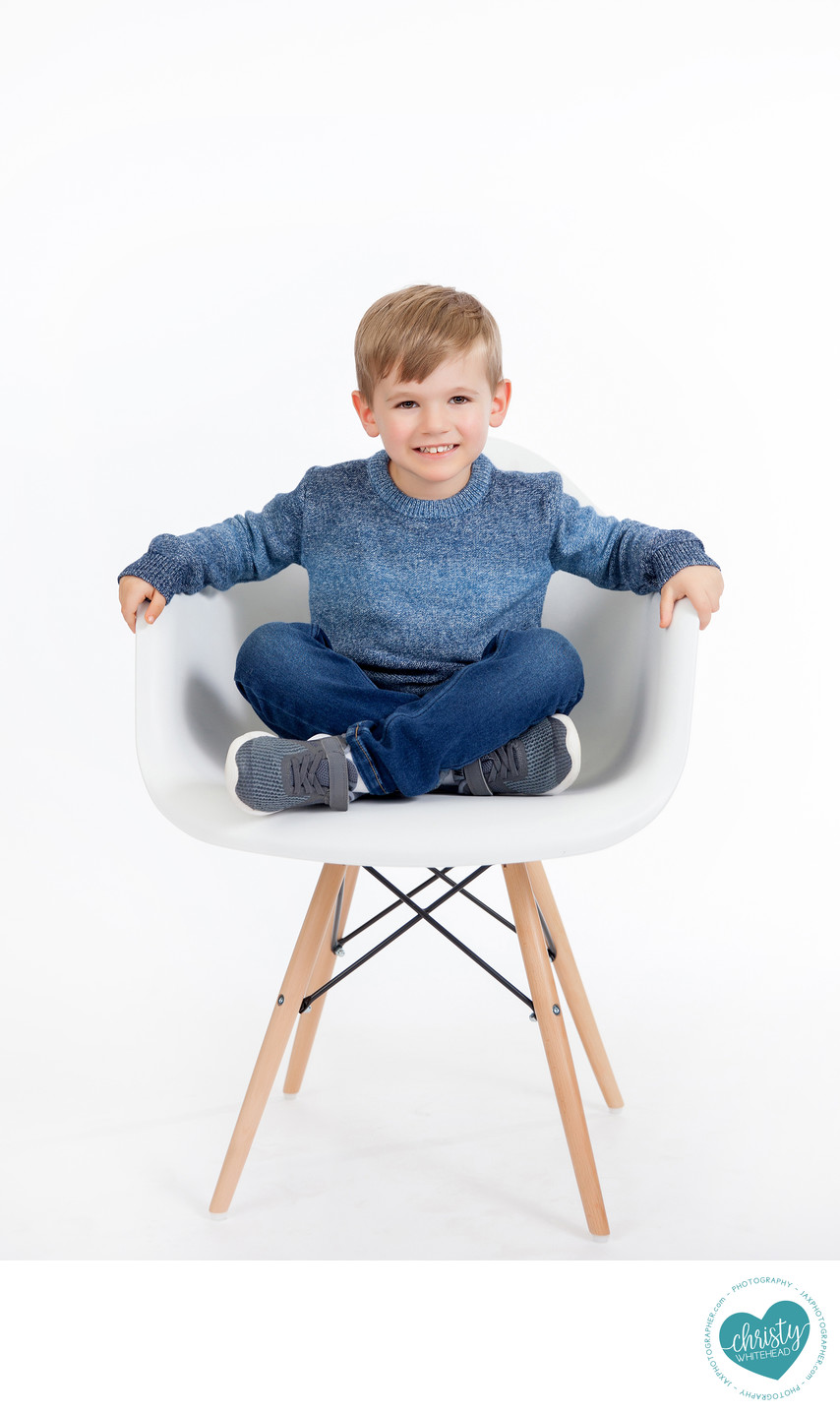 Little Boy Sitting in A Chair JAX Florida Photography - 3, 6 & 9 MONTH