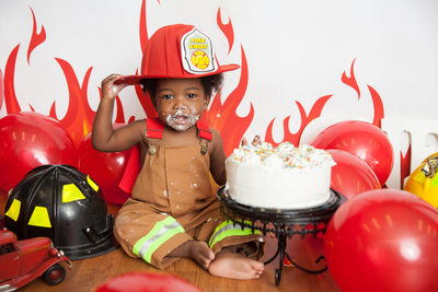 Fire fighter cake smash Christy Whitehead Photography 