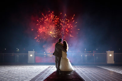 Fireworks over WGHOF at a wedding