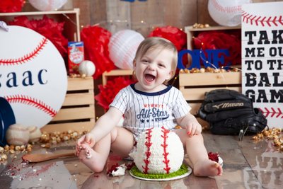 Baseball Themed Cake Smash Christy Whitehead Photography