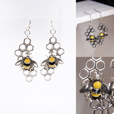 Bee earrings product photography in North Florida