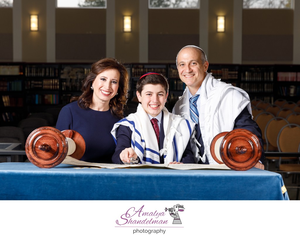 Memorable Bar Mitzvah Portrait of a Boy and His Parents