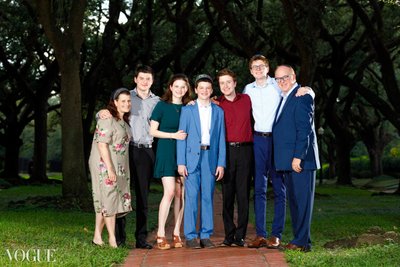 Portrait of large family in park