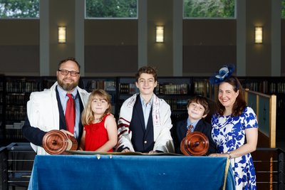 Family Portrait at a Bar Mitzvah in Houston Synagogue