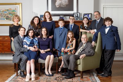 Large Family Bar Mitzvah Portrait at Home