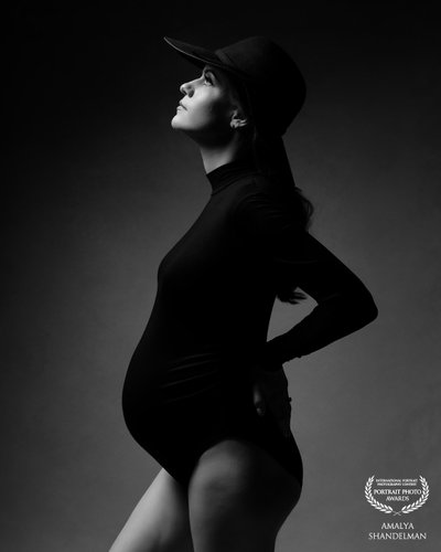 Award-Winning Black and White Maternity Portrait