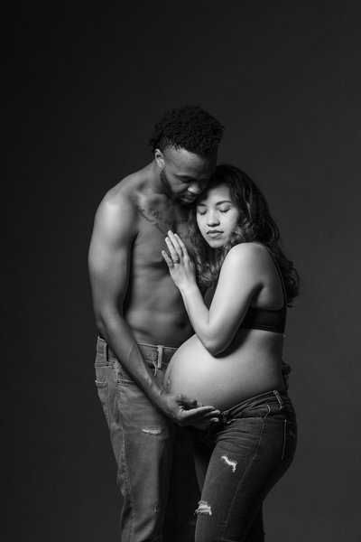 Emotional B&W Maternity Portrait of Expecting Parents