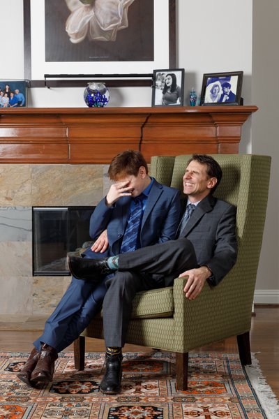A Boy and His Father Celebrating Bar Mitzvah