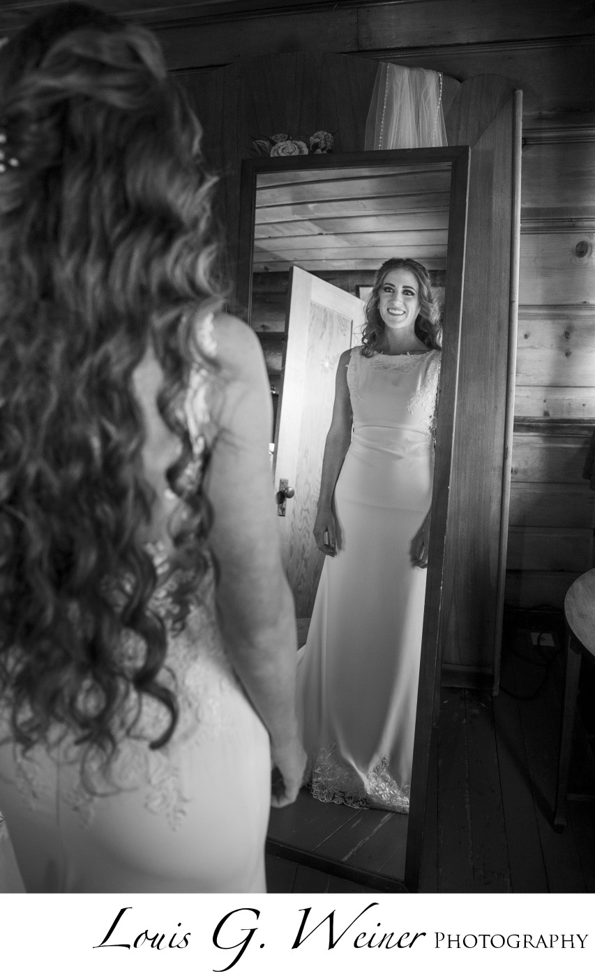 Bride preparing at Gold Mountain Manor, Big Bear Lake
