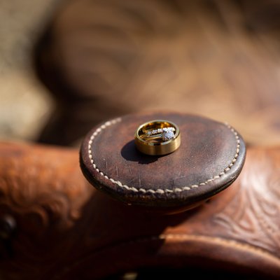 Wedding rings Western style with a saddle