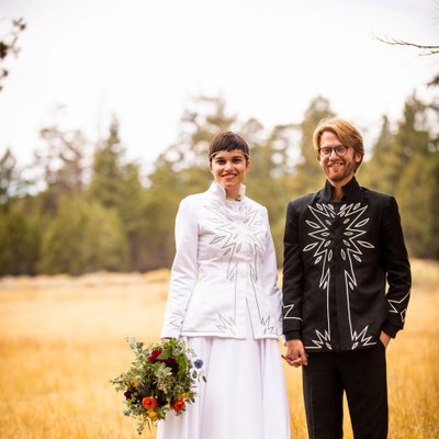 Rustic Wedding at Gold Mountain Manor with modern fashion clothing