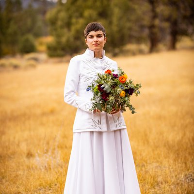 Bride alone, Juniper point and  Wedding at Gold Mountain Manor