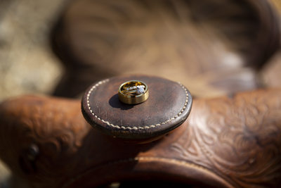 Wedding rings Western style with a saddle