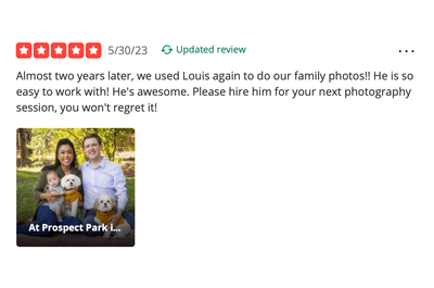 Return photography Client review