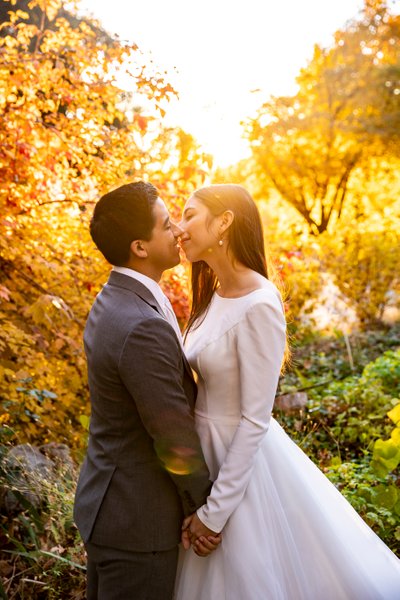 A Kiss in the sunset light at The Homestead, Oak Glen 