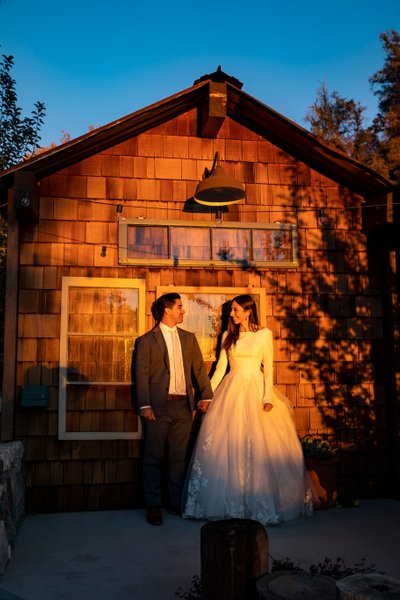 Just Married in the sunset, Oak Glen, CA