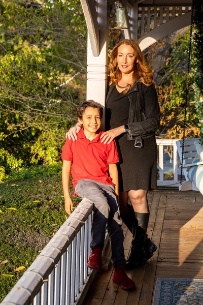 Mother and Son portrait at sunset in Redlands, CA