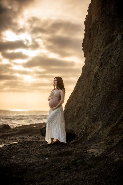 Sunset Maternity beach photography in Laguna Beach