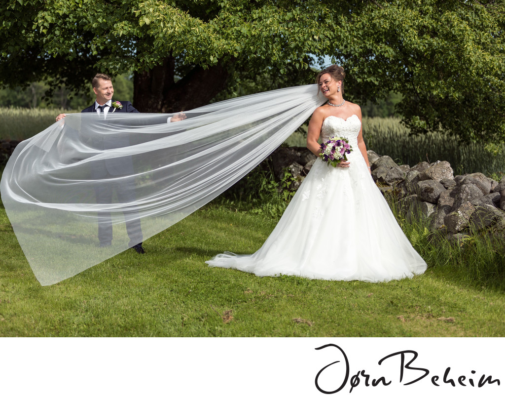 Bryllupsbilder med slør, Bryllupsfotograf Jørn Beheim