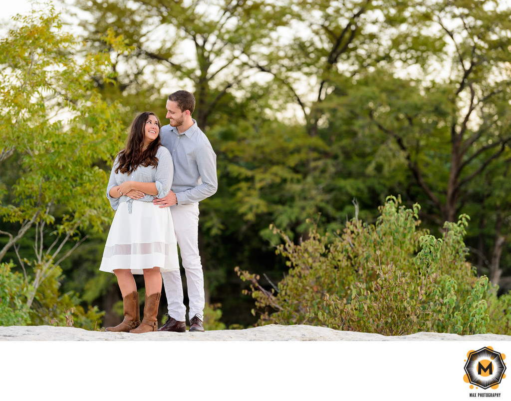 Couple in Love at McKinney Falls State Park Engagement